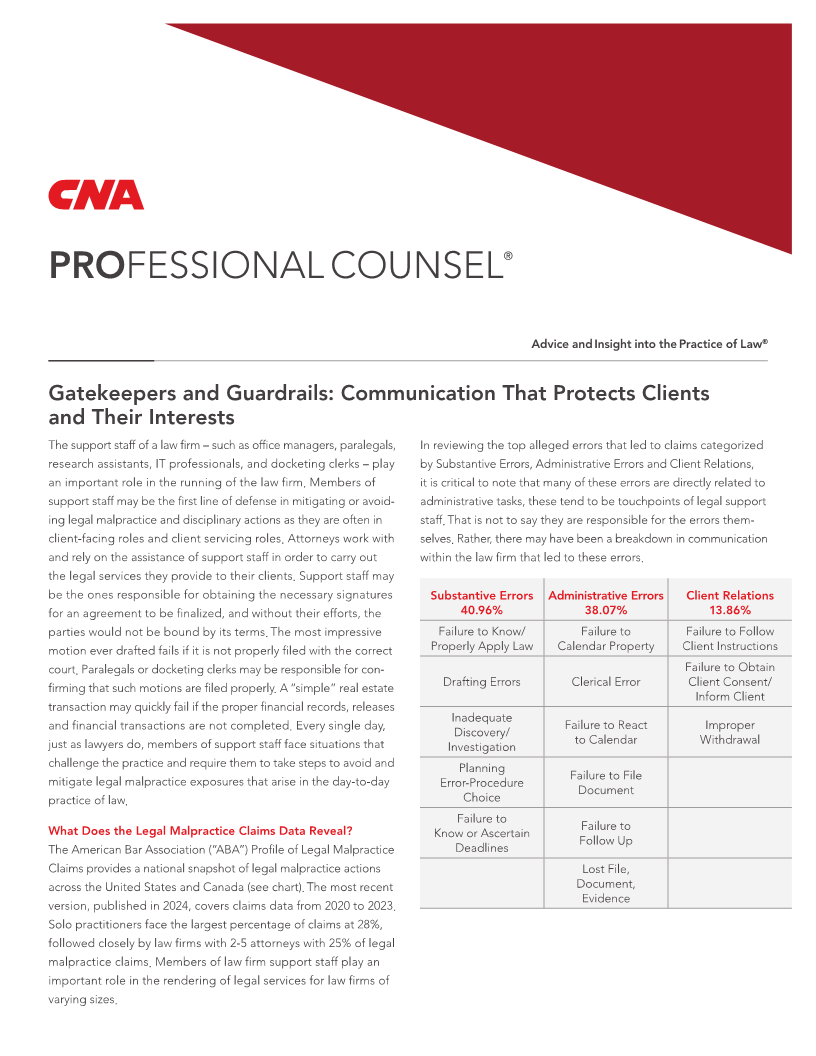 Gatekeepers and Guardrails: Communication That Protects Clients and Their Interests